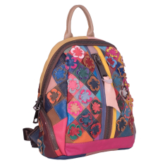 RUCSAC ZEVO DAMA PIELE NATURALA MULTICOLOR DETALIU FLORI LUCIA