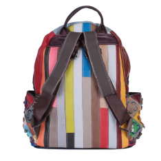 RUCSAC ZEVO DAMA MULTICOLOR PIELE NATURALA DETALIU FLORI BUZUNARE LATERALE LUCIANA