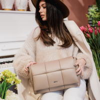 GEANTA ZEVO DAMA BEJ PIELE NATURALA MADLEN