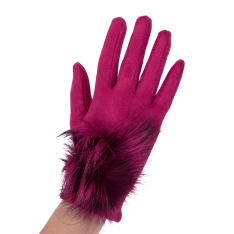 MANUSI DAMA MAGENTA MATERIAL TEXTIL TIP CATIFEA DETALIU BLANA NATURALA ALMA