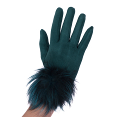 MANUSI DAMA VERDE INCHIS MATERIAL TEXTIL TIP CATIFEA DETALIU BLANA NATURALA ALMA