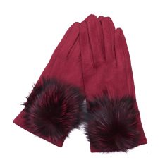 MANUSI DAMA ROSU VISINIU MATERIAL TEXTIL TIP CATIFEA DETALIU BLANA NATURALA ALMA