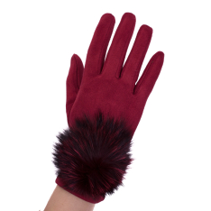 MANUSI DAMA ROSU VISINIU MATERIAL TEXTIL TIP CATIFEA DETALIU BLANA NATURALA ALMA