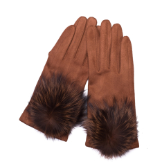 MANUSI DAMA CARAMEL MATERIAL TEXTIL TIP CATIFEA DETALIU BLANA NATURALA ALMA