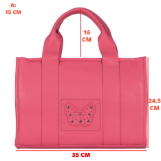  GEANTA ZEVO DAMA ROZ BARBIE PIELE NATURALA DETALIU FLUTURE MARIA