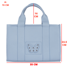  GEANTA ZEVO DAMA BLEU PIELE NATURALA DETALIU FLUTURE MARIA