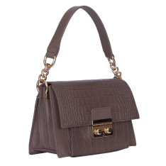 GEANTA ZEVO DAMA TAUPE PIELE NATURALA PRINT CROCO TIP POSTAS MARIELA