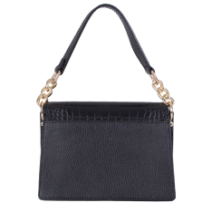 GEANTA ZEVO DAMA NEAGRA PIELE NATURALA PRINT CROCO TIP POSTAS ACCESORII AURII MARIELA