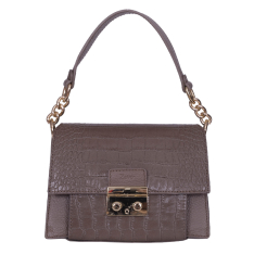 GEANTA ZEVO DAMA TAUPE PIELE NATURALA PRINT CROCO TIP POSTAS MARIELA