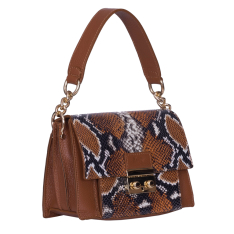 GEANTA ZEVO DAMA CARAMEL PIELE NATURALA PRINT SARPE TIP POSTAS MARIELA