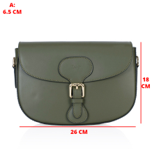 GEANTA ZEVO DAMA PIELE NATURALA VERDE KAKI TIP POSTAS MARINA