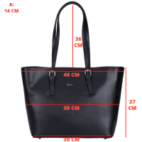 GEANTA ZEVO DAMA OFFICE NEAGRA ACCESORII ARGINTII PIELE NATURALA MATEEA