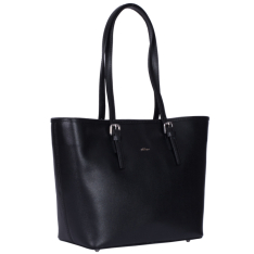 GEANTA ZEVO DAMA OFFICE NEAGRA ACCESORII ARGINTII PIELE NATURALA MATEEA