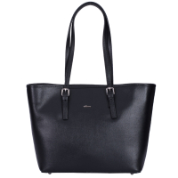 GEANTA ZEVO DAMA OFFICE NEAGRA ACCESORII ARGINTII PIELE NATURALA MATEEA