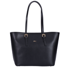 GEANTA ZEVO DAMA OFFICE NEAGRA ACCESORII AURII PIELE NATURALA MATEEA