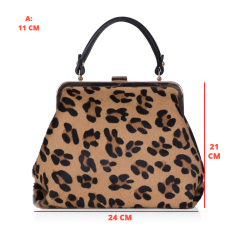 GEANTA ZEVO DAMA NEAGRA PIELE NATURALA BLANA PONEI PRINT ANIMALIER MAYA