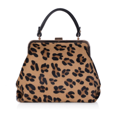 GEANTA ZEVO DAMA NEAGRA PIELE NATURALA BLANA PONEI PRINT ANIMALIER MAYA