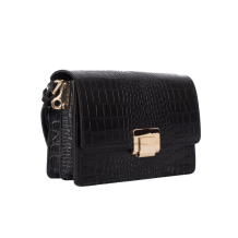 GEANTA ZEVO DAMA NEAGRA PIELE NATURALA PRINT CROCO MAYRA