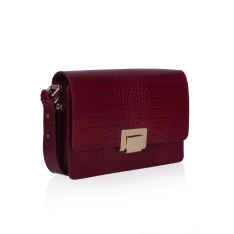 GEANTA ZEVO DAMA ROSU VISINIU PIELE NATURALA PRINT CROCO MAYRA