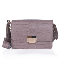 GEANTA ZEVO DAMA GREJ PIELE NATURALA PRINT CROCO MAYRA