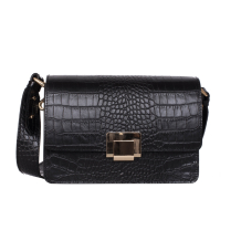 GEANTA ZEVO DAMA NEAGRA PIELE NATURALA PRINT CROCO MAYRA