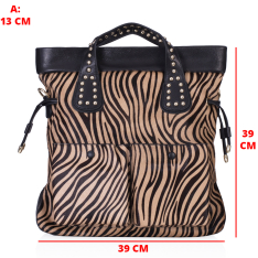  GEANTA ZEVO DAMA NEAGRA PIELE NATURALA PREMIUM SI BLANA NATURALA PRINT ZEBRA MEDA