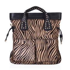  GEANTA ZEVO DAMA NEAGRA PIELE NATURALA PREMIUM SI BLANA NATURALA PRINT ZEBRA MEDA