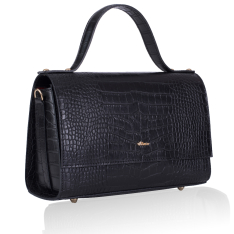 GEANTA ZEVO DAMA NEAGRA PIELE NATURALA PRINT CROCODIL MELINA