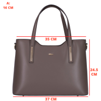 GEANTA ZEVO DAMA OFFICE TAUPE PIELE NATURALA DIMENSIUNE MARE MINA