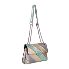 GEANTA ZEVO DAMA VERDE MENTA PIELE NATURALA GLITTER MARIME MICA OLIVIA