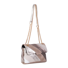 GEANTA ZEVO DAMA CREM PIELE NATURALA GLITTER MARIME MICA OLIVIA