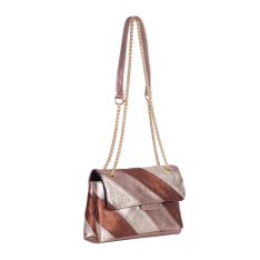GEANTA ZEVO DAMA BRONZ PIELE NATURALA GLITTER MARIME MICA OLIVIA