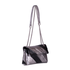 GEANTA ZEVO DAMA NEAGRA PIELE NATURALA GLITTER MARIME MICA OLIVIA