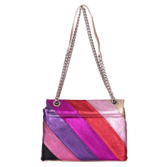 GEANTA ZEVO DAMA VIVA MAGENTA PIELE NATURALA GLITTER MARIME MEDIE OLIVIA