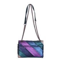 GEANTA ZEVO DAMA VERDE MULTICOLORA PIELE NATURALA GLITTER MARIME MICA LANT NEGRU OLIVIA