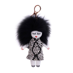ACCESORIU GEANTA PAPUSA CHARM POMPON NEGRU BLANA VULPE