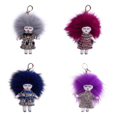 ACCESORIU GEANTA PAPUSA CHARM POMPON GALBEN BLANA VULPE