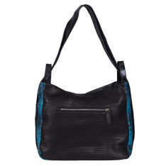 GEANTA RUCSAC ZEVO DAMA NEAGRA PIELE NATURALA PRINT SARPE TIP UNICAT DIMENSIUNE MARE COLECTIA PATCHWORK AMARA