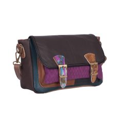 GEANTA ZEVO DAMA PIELE NATURALA MULTICOLORA TIP POSTAS DIMENSIUNE MEDIE COLECTIA PATCHWORK AURA 01