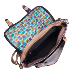 GEANTA ZEVO DAMA PIELE NATURALA MULTICOLORA TIP POSTAS DIMENSIUNE MEDIE COLECTIA PATCHWORK AURA 02