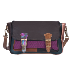 GEANTA ZEVO DAMA PIELE NATURALA MULTICOLORA TIP POSTAS DIMENSIUNE MEDIE COLECTIA PATCHWORK AURA 01