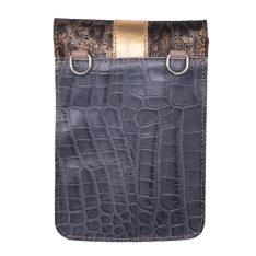 GEANTA PORT TELEFON ZEVO DAMA ALBASTRA PIELE NATURALA DIMENSIUNE MINI TIP POSTAS COLECTIA PATCHWORK AYLIN