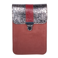 GEANTA PORT TELEFON ZEVO DAMA CARAMIZIE PIELE NATURALA DIMENSIUNE MINI TIP POSTAS COLECTIA PATCHWORK AYLIN