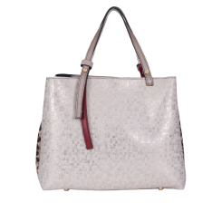 GEANTA ZEVO DAMA CREM REFLEXII AURII PIELE NATURALA ANIMAL PRINT TIP UNICAT DIMENSIUNE MEDIE COLECTIA PATCHWORK CLARISA