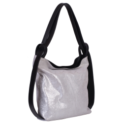GEANTA ZEVO DAMA ARGINTIE PIELE NATURALA TIP UNICAT MODEL SHOPPER COLECTIA PATCHWORK ISOLDA