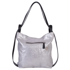 GEANTA ZEVO DAMA ARGINTIE PIELE NATURALA TIP UNICAT MODEL SHOPPER COLECTIA PATCHWORK ISOLDA