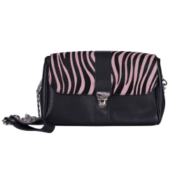 GEANTA ZEVO DAMA NEAGRA PIELE NATURALA SI BLANA PONEI PRINT ZEBRA COLECTIA PATCHWORK TIP POSTAS MALVINA