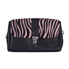 GEANTA ZEVO DAMA NEAGRA PIELE NATURALA SI BLANA PONEI PRINT ZEBRA COLECTIA PATCHWORK TIP POSTAS MALVINA