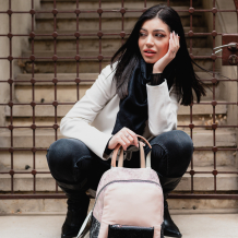 RUCSAC ZEVO DAMA UNICAT ROZ PIELE NATURALA PATCHWORK LUANA