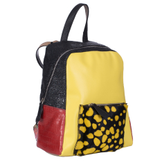 RUCSAC ZEVO DAMA UNICAT GALBEN PIELE NATURALA PATCHWORK LUANA